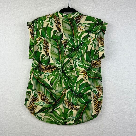 Rachel Roy Linen Blend Popover Top Womens XS Tropical Oversized Boxy Resort NWT - Picture 9 of 9